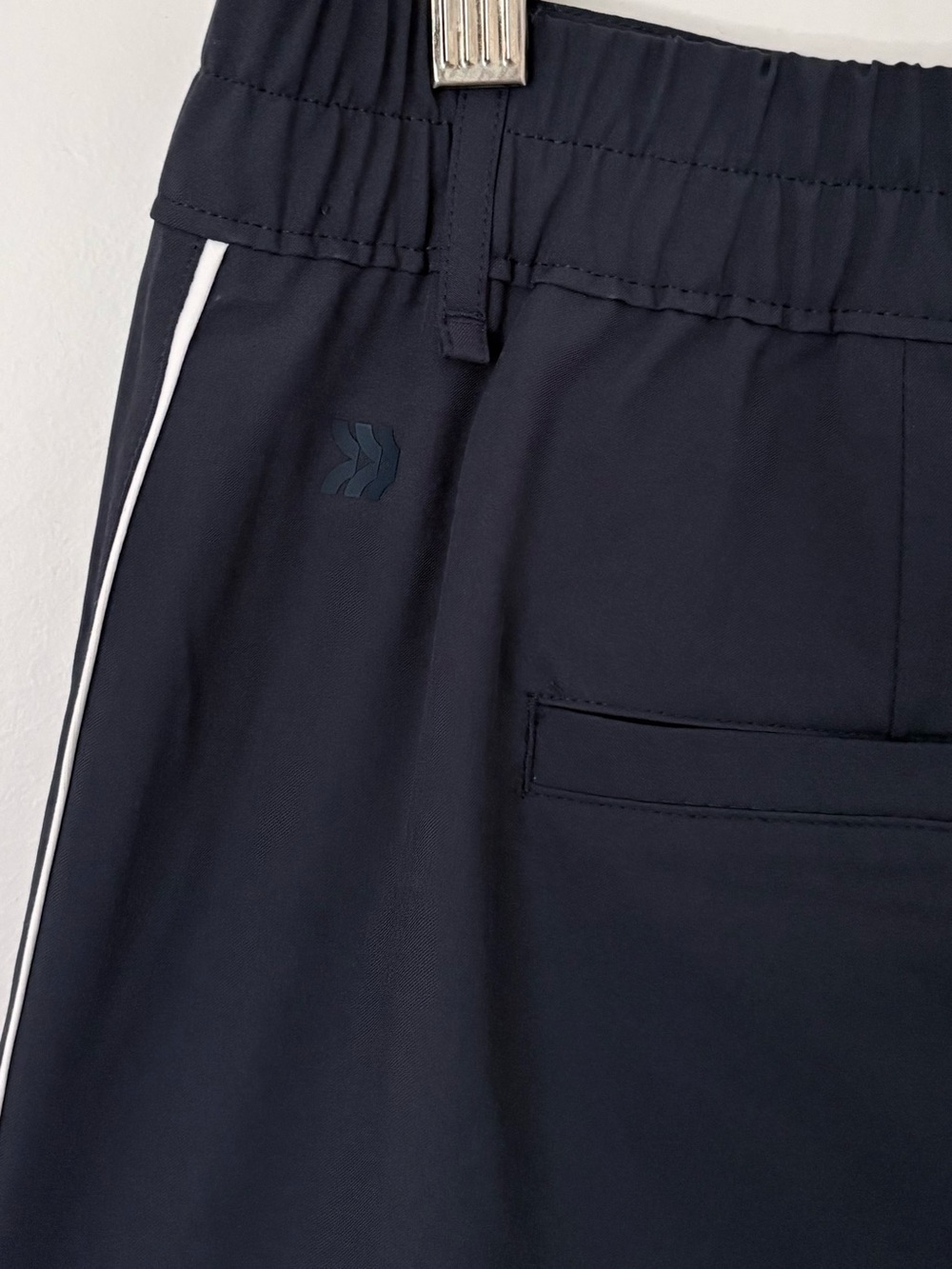 All in Motion Navy Blue Performance Pleated Wide-Leg Trousers - Side Pinstripe - Picture 10 of 13